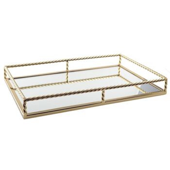 PLATEAU MIROIR DORE RECTANGULAIRE 41X26X5CM 1