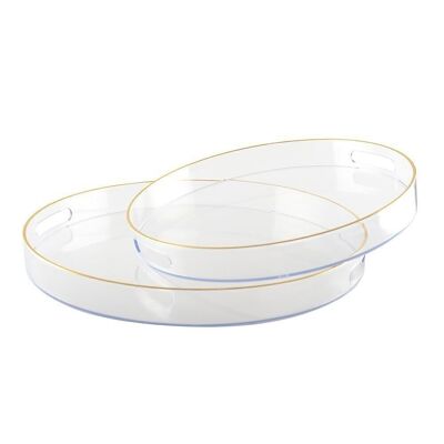 PLATEAU ROND FILET DORE - LOT DE 2