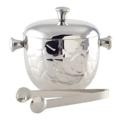 DOUBLE WALL SILVER ICE BUCKET WITH CLIP 16X16X18CM