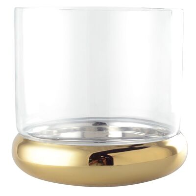 CANDLE HOLDER GOLD DOUBLE WALL 24X24X18CM