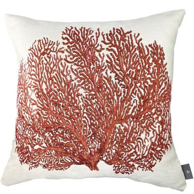 Coral woven cushion cover
