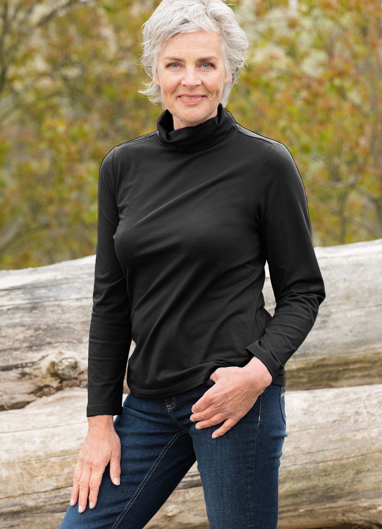 Maglia basic a collo alto GOTS