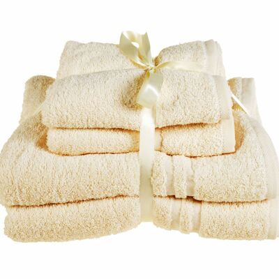 Bale de toallas de cuatro piezas Hotel Essentials - Atado con cinta (crema)