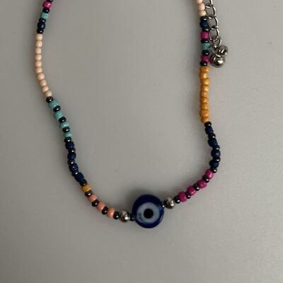 Pulsera Mal de Ojo, Cuentas Multicolores (JIT)