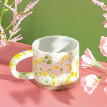 Tasse Splatterware jaune et verte 3