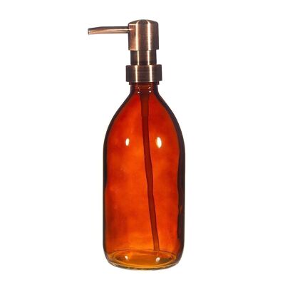 Bottiglia ricaricabile in vetro ambrato con pompa
