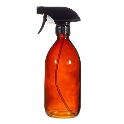 Botella recargable de vidrio ámbar con spray
