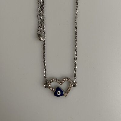 Evil Eye Bracelet, Rhinestone Heart (JIT)