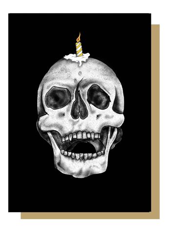 Carte d'anniversaire gothique avec crâne de bougie 1