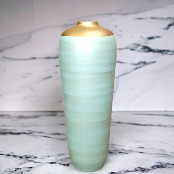 Grand vase H 70 cm vert pastel et doré 2