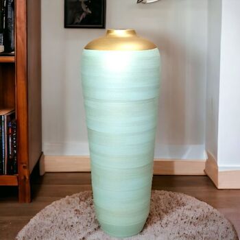 Grand vase H 70 cm vert pastel et doré 3
