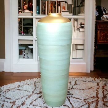 Grand vase H 70 cm vert pastel et doré 7