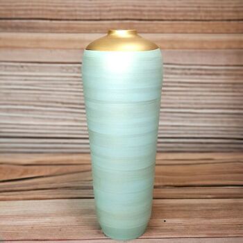 Grand vase H 70 cm vert pastel et doré 6