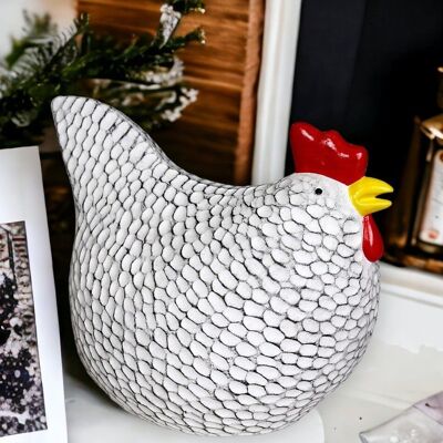 Poule décorative en céramique