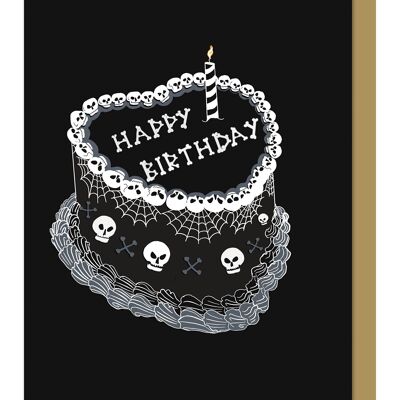 Tarjeta de felicitación de pastel de cumpleaños gótico