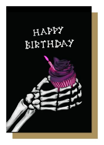 Carte de voeux gothique de petit gâteau de joyeux anniversaire 1