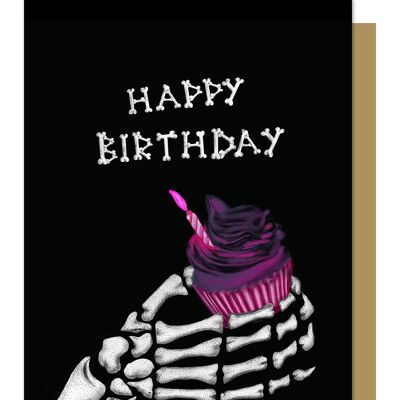 Carte de voeux gothique de petit gâteau de joyeux anniversaire