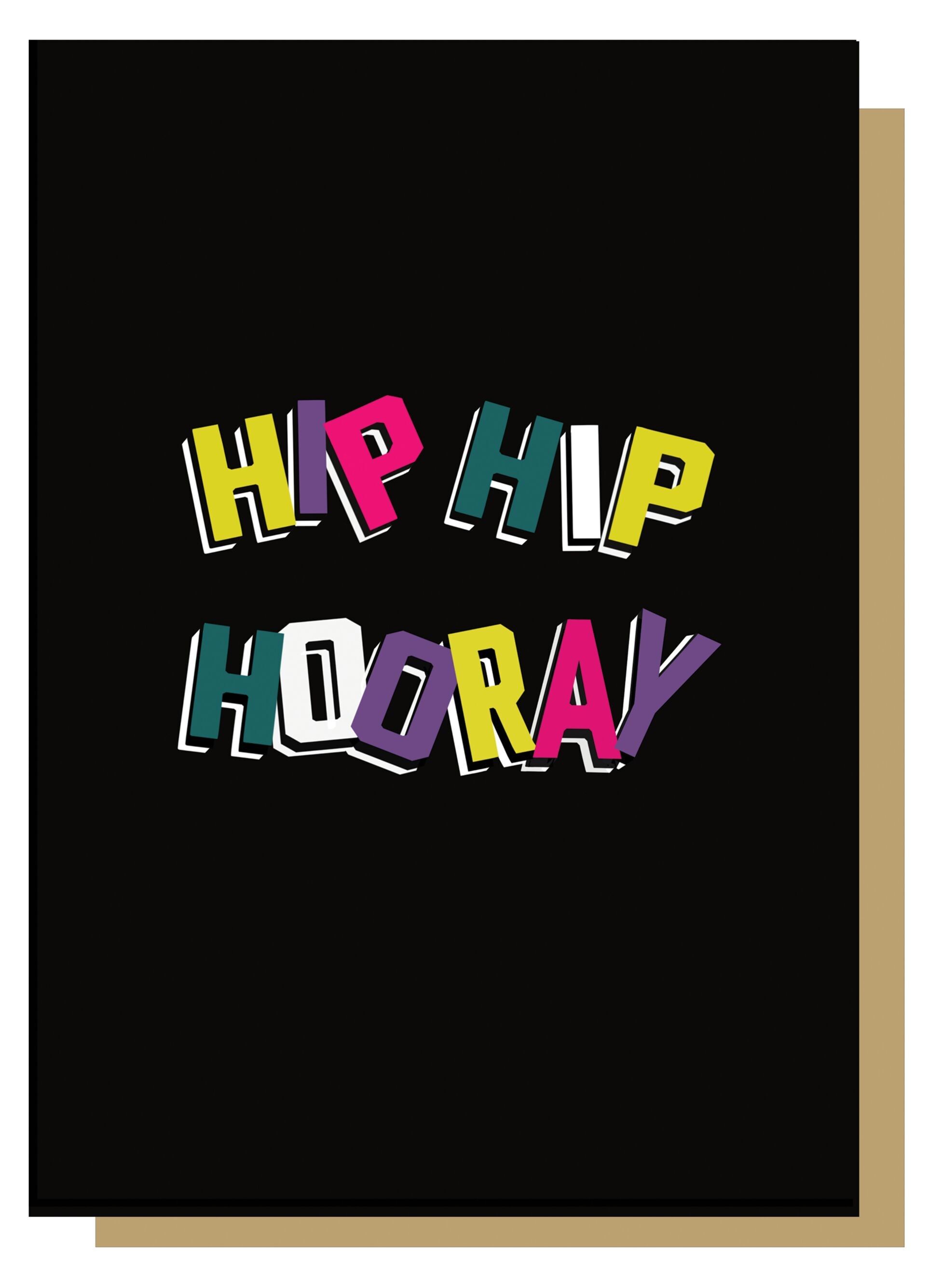 Hip Hip Hurra Bold Alphabet Grußkarte