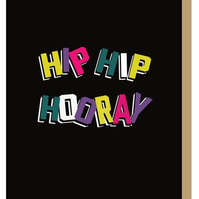 Tarjeta de saludos del alfabeto en negrita Hip Hip Hooray
