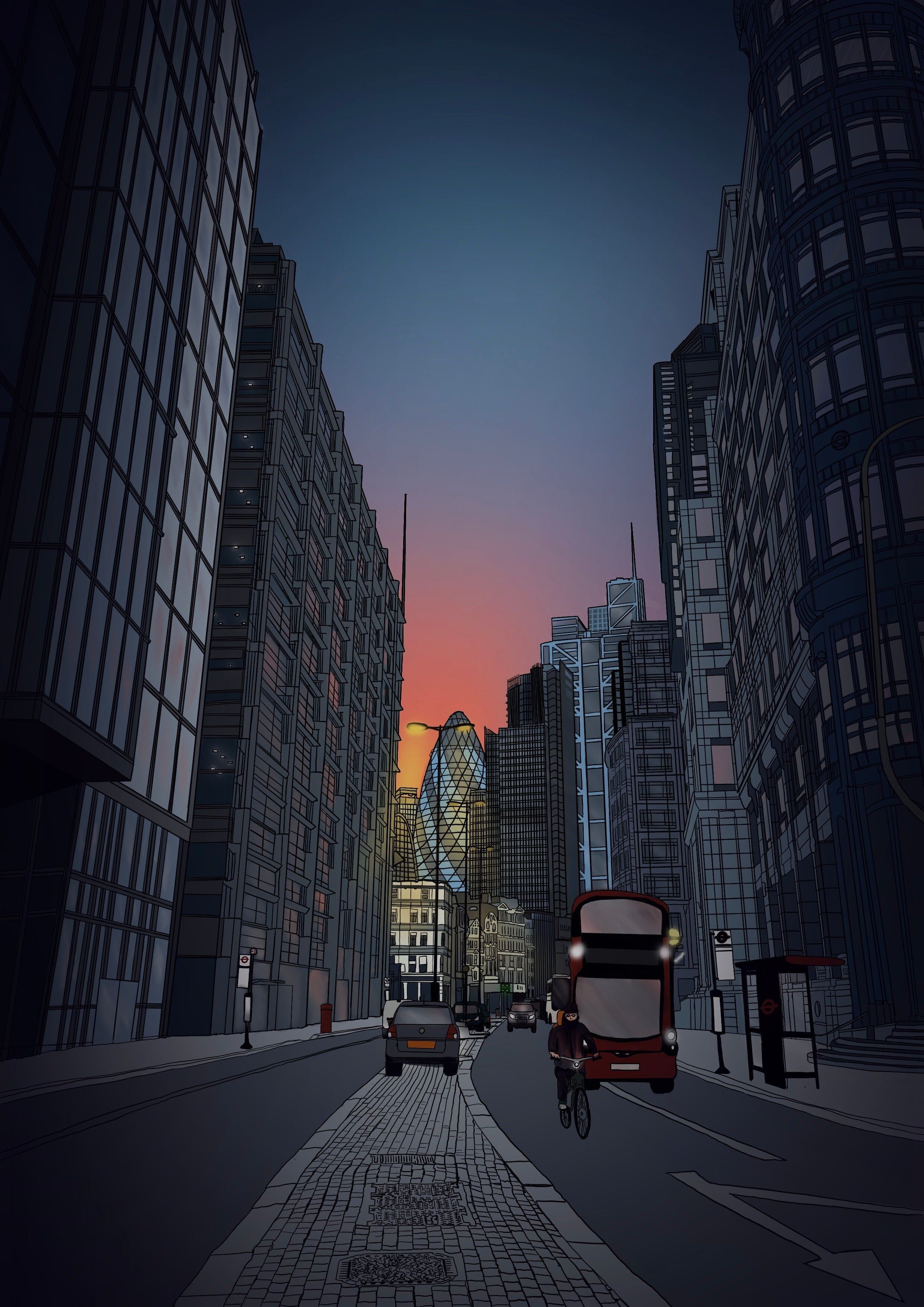 Stampa artistica di Liverpool Street, Londra