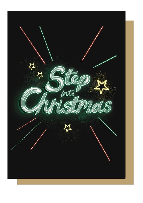 Neon Step Into Christmas Card