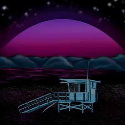 Stampa artistica del tramonto sulla spiaggia della California