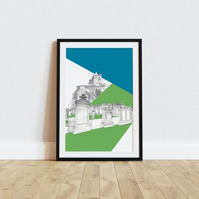 Kirkyard de Saint Cuthbert y el castillo de Edimburgo Lámina artística