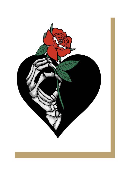 Skeleton With Rose Romantic Gothic Greetings Card