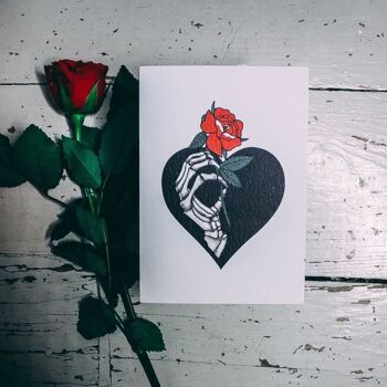 Squelette avec carte de vœux gothique romantique rose 3