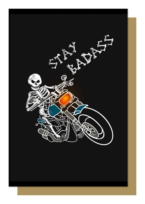 Stay Badass Biker Gothic Greetings Card