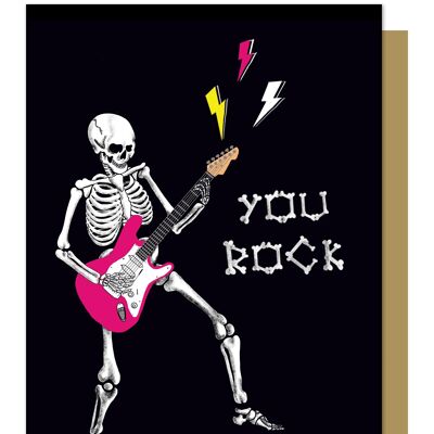 Tarjeta de felicitación gótica You Rock Skeleton