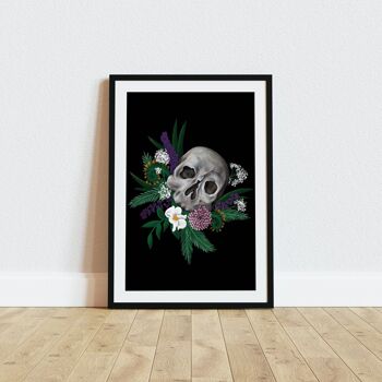 Crâne et fleurs sauvages de Californie Impression artistique gothique 2