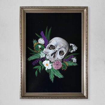 Crâne et fleurs sauvages de Californie Impression artistique gothique 3