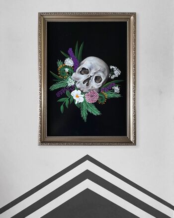 Crâne et fleurs sauvages de Californie Impression artistique gothique 4
