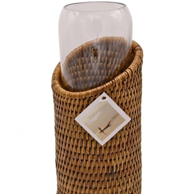 Vaso in rattan bianco miele Pye medio