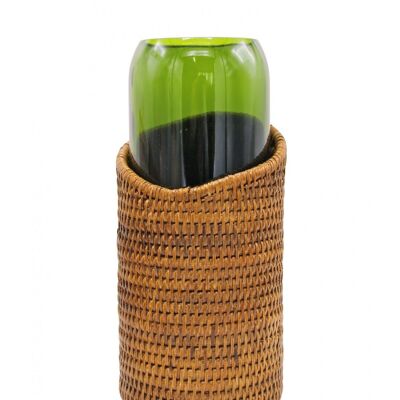 Jarrón Pye botella reciclada verde miel Grande