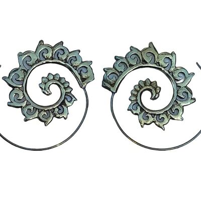 Belles boucles d’oreilles en laiton spirale vintage IndianTribal