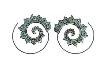 Belles boucles d’oreilles en laiton spirale vintage IndianTribal 1