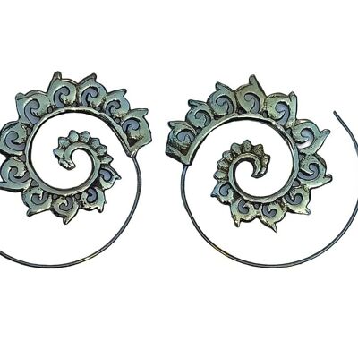 Belles boucles d’oreilles en laiton spirale vintage IndianTribal