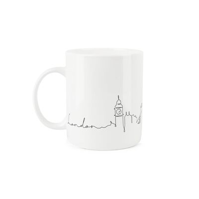 Tasse mit City-Skyline-Motiv aus feinem Knochenporzellan