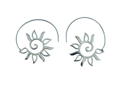 Floral Spiral Indian Antique Tribal Vintage  Brass Earrings