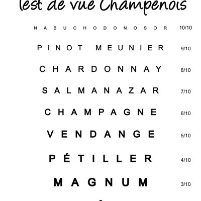 Test de Vue Champenois - affiche seule 30x40cm - humour - cadeau