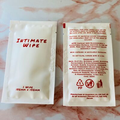 Intimate hygiene wipe/sachet, unisex, period hygiene daily hygiene