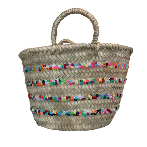 Small Multi-Lined Sequin Straw Summer Bag