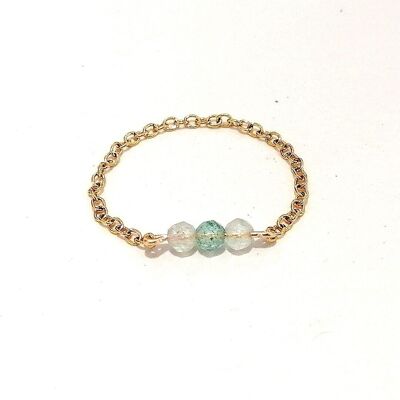 Gold Stainless Steel Chain Ring with Green Aventurine