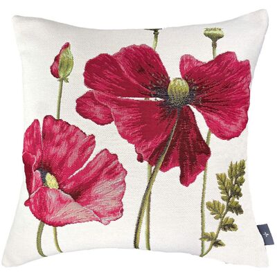 Woven cushion cover 2 poppies