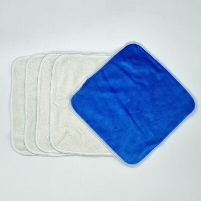 5 large organic bamboo wipes, easy cleaning - midnight blue