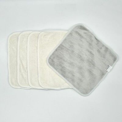 5 large organic bamboo wipes, easy cleaning - mineral gray