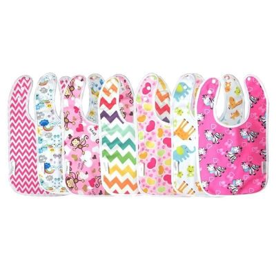 7 large waterproof bibs, scalable size, waterproof and absorbent - girl