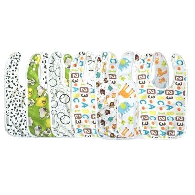 7 large waterproof bibs, scalable size, waterproof and absorbent - Mixed